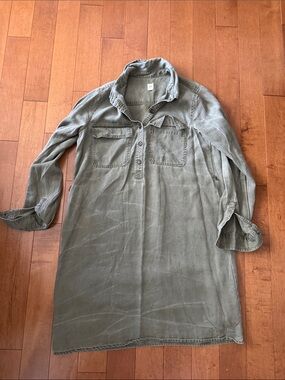 GAP Olive Green Midi Shirt Dress